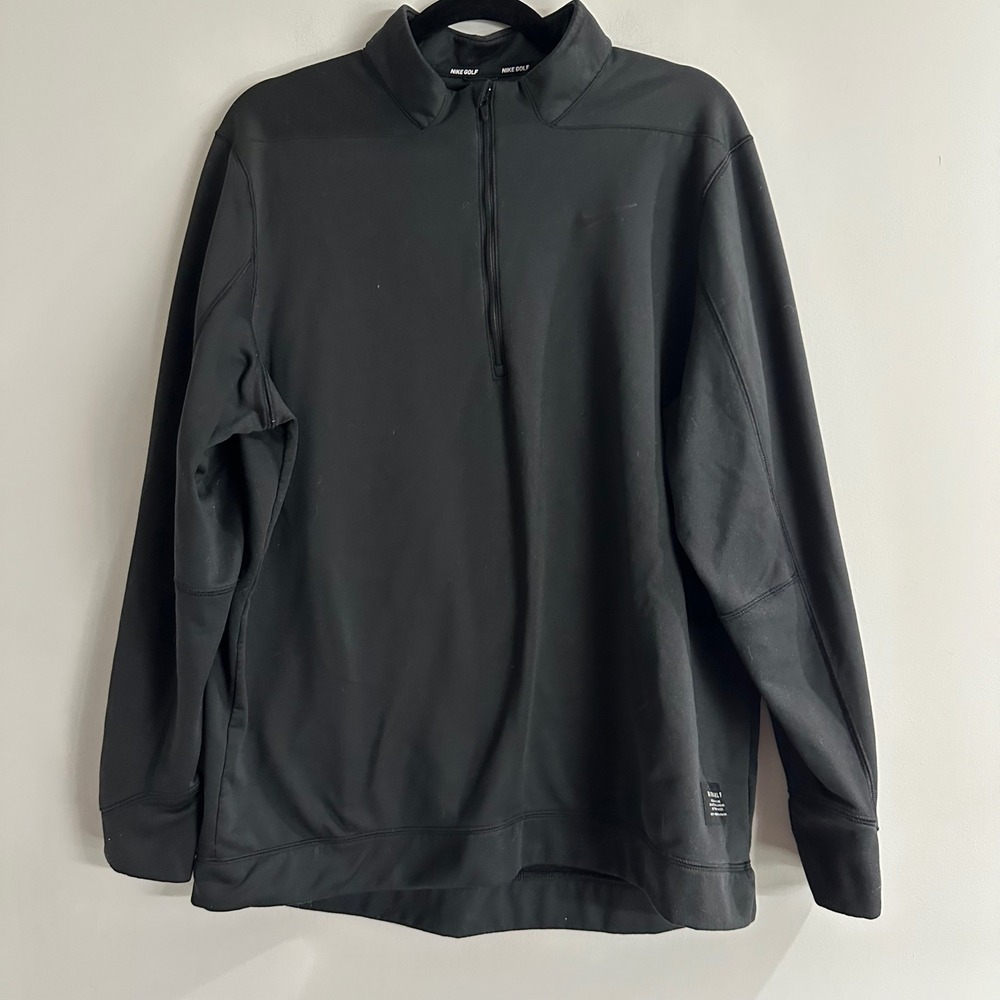 Nike Golf Pullover Mens XL Black Good 1/4 Zip Mock Neck Tour Athlete‎ Logo